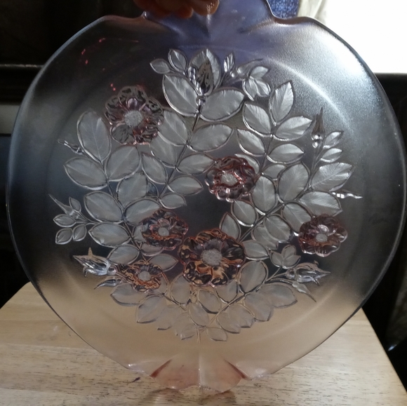 MIKASA WALTHER 1980's SERVING TRAY 14" IN DIAMETER,ROSELLA BOOM PINK - Picture 5 of 7